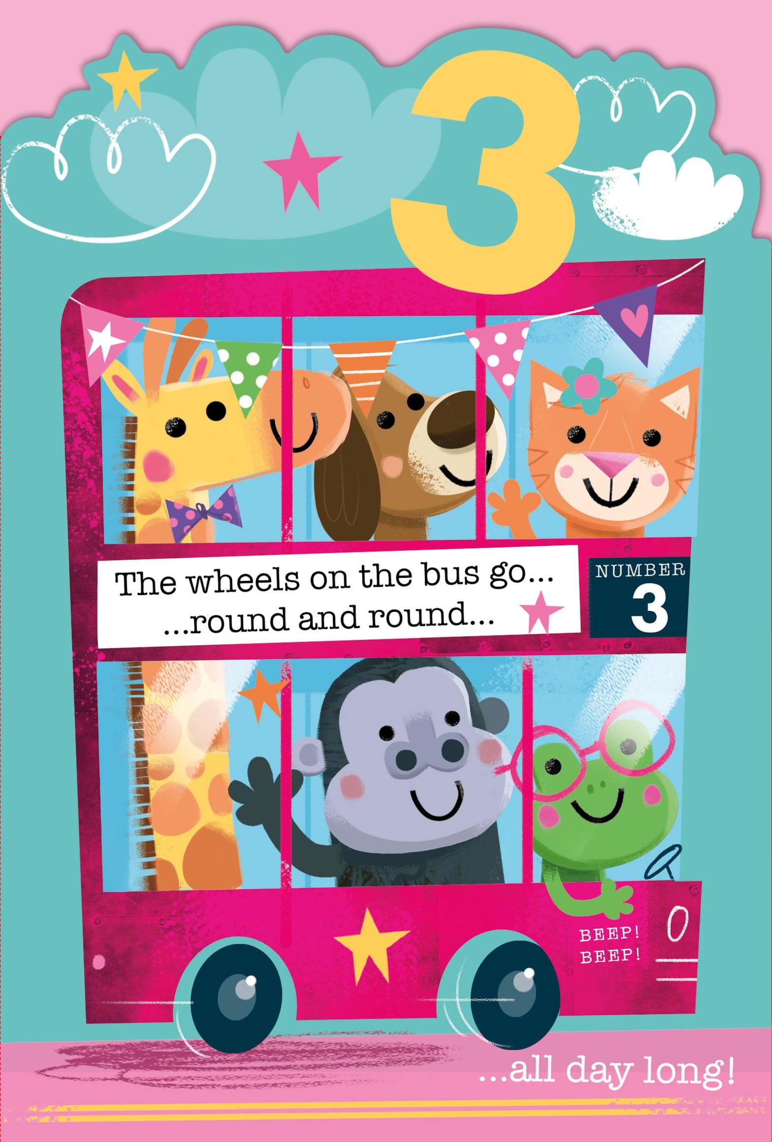 Wheels on the Bus 3rd Birthday Card