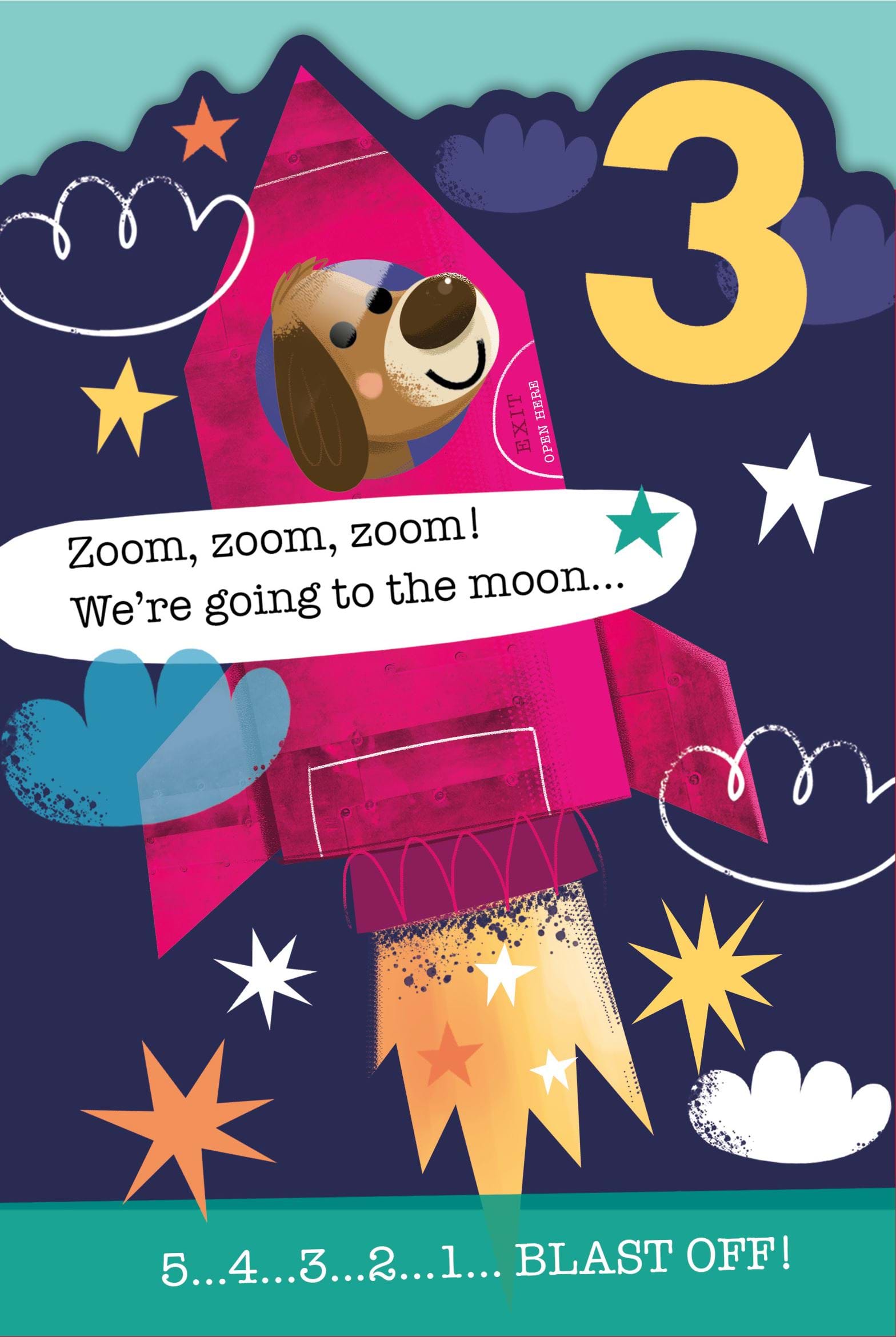 Blast Off 3rd Birthday Card