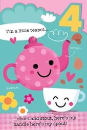 Little Teapot 4th Birthday Card