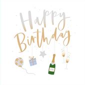 Silver and Gold Happy Birthday Card