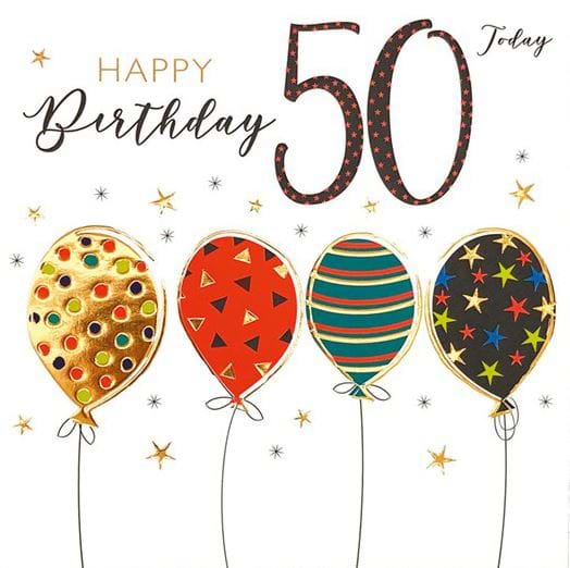 Balloons 50th Birthday Card