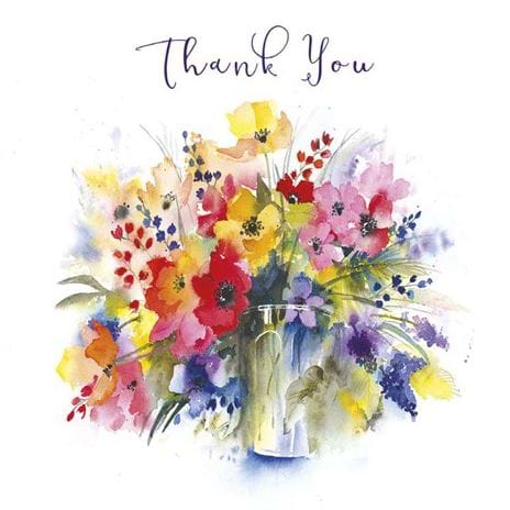 Watercolour Flowers Mini Thank you Card Pack (5)