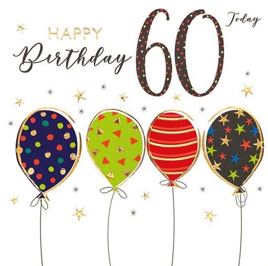 Balloons 60th Birthday Card