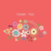 Flowers on Red Thank You Card