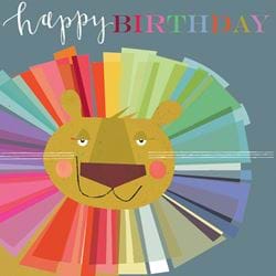 Technicolour Lion Birthday Card