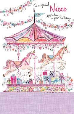 Carousel Niece Birthday Card