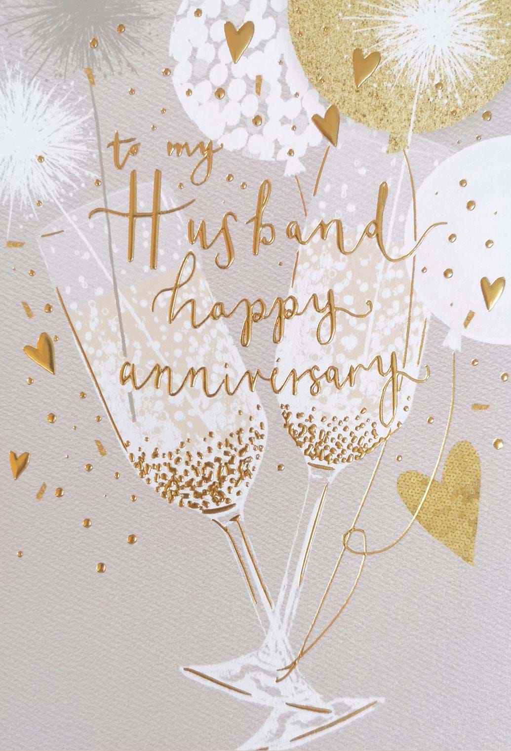 Champagne Husband Anniversary Card