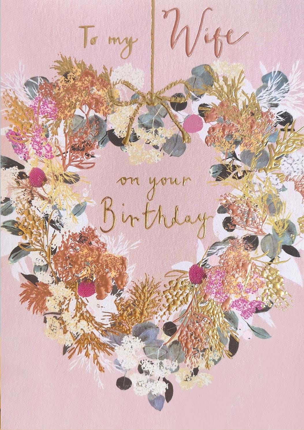 Floral Wreath Wife Birthday Card