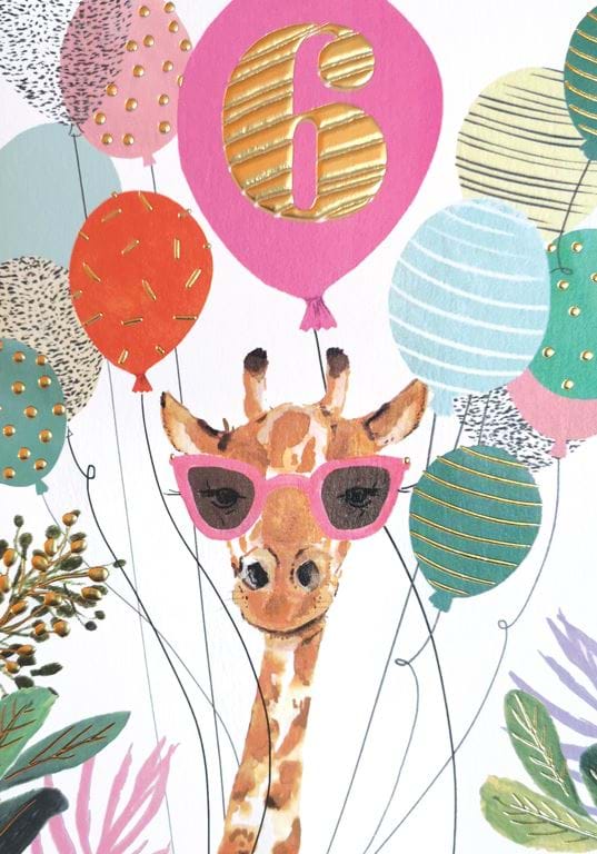 Giraffe 6th Birthday Card