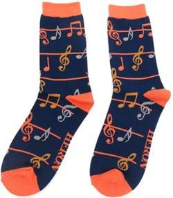 Music Notes Bamboo Socks in Navy - One Size