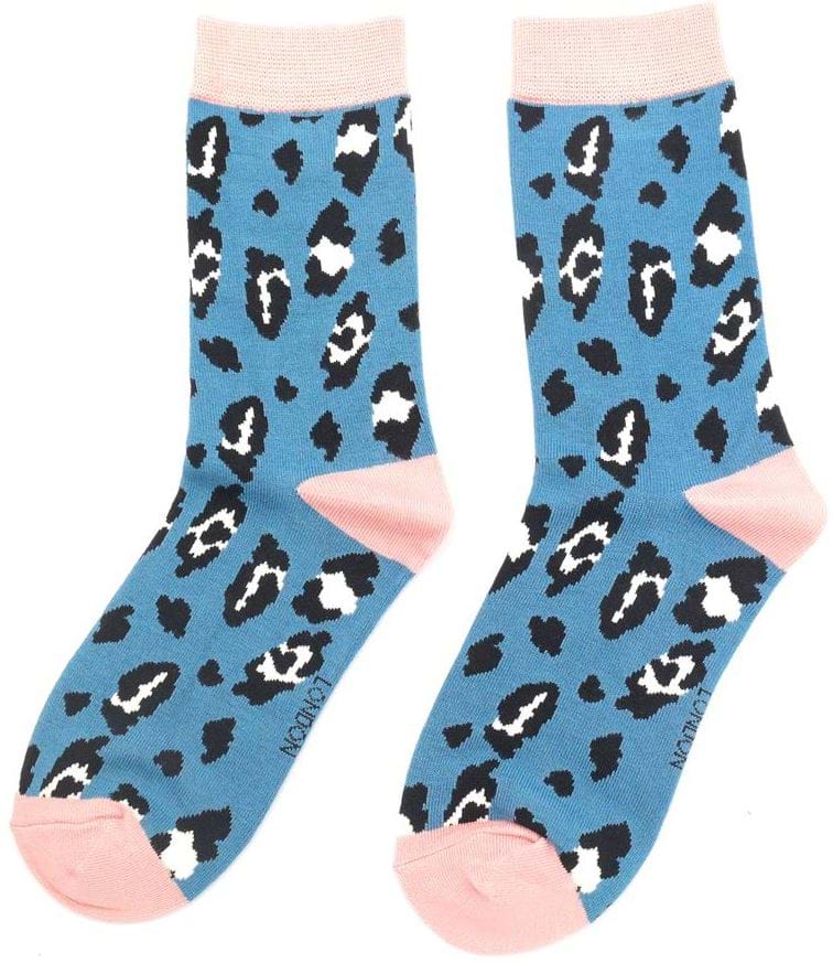 Leopard Spots Bamboo Socks in Denim - One Size