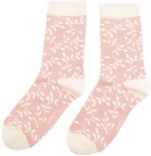 Trailing Leaves Bamboo Socks in Dusky Pink