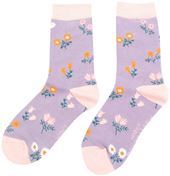Dainty Floral Bamboo Socks in Lilac - One Size