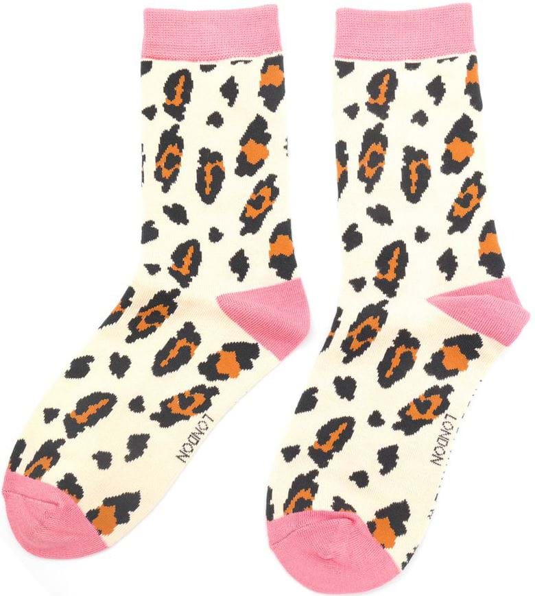 Leopard Spots Bamboo Socks in Cream - One Size