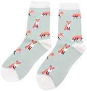 Foxes Bamboo Socks in Duck Egg - One Size