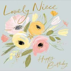 Peaches and Pinks Niece Birthday Card