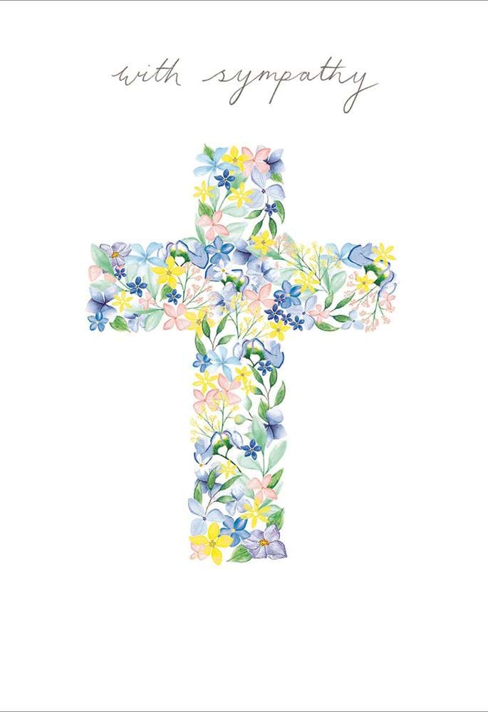 Floral Cross Sympathy Card