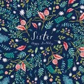 Pretty Foliage Sister Birthday Card