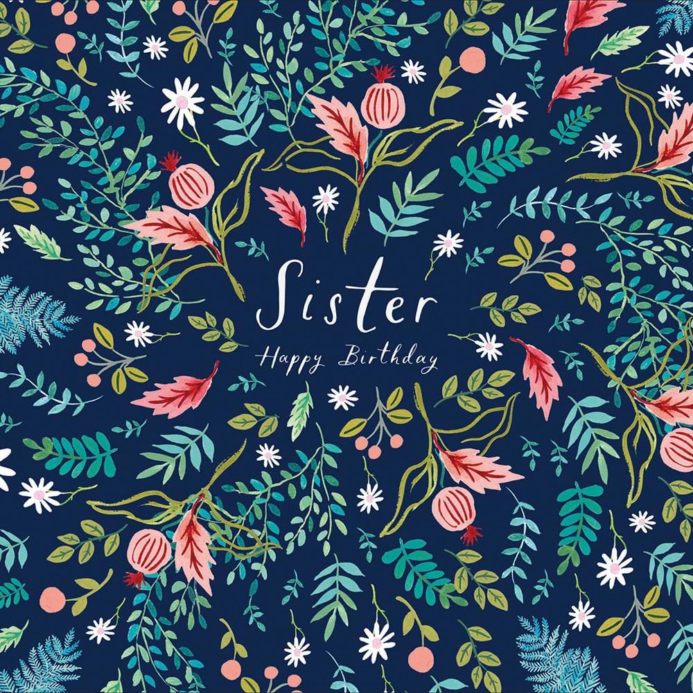 Pretty Foliage Sister Birthday Card