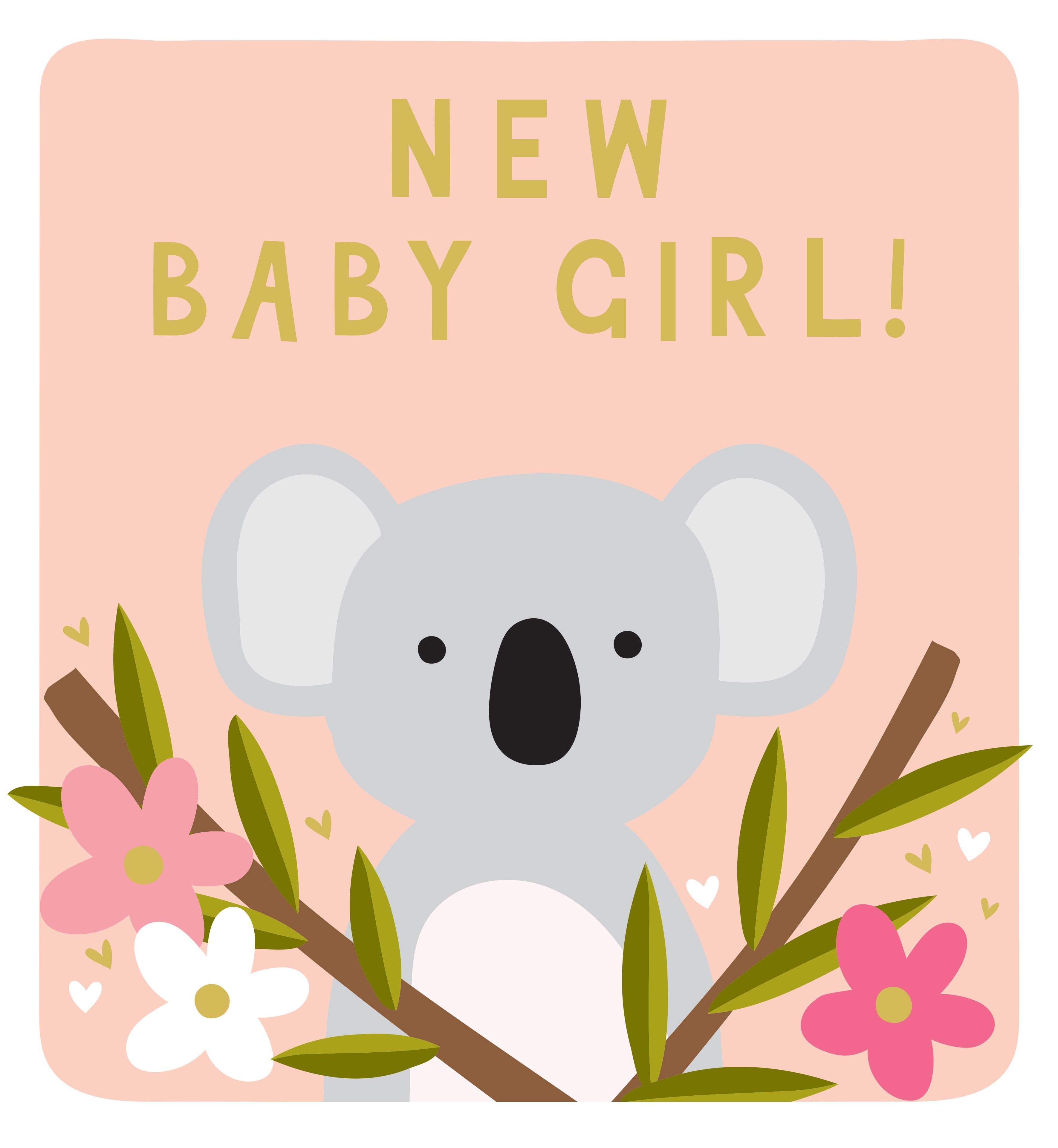 Koala New Baby Girl Card