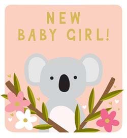 Koala New Baby Girl Card