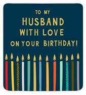 Colourful Candles Husband Birthday Card