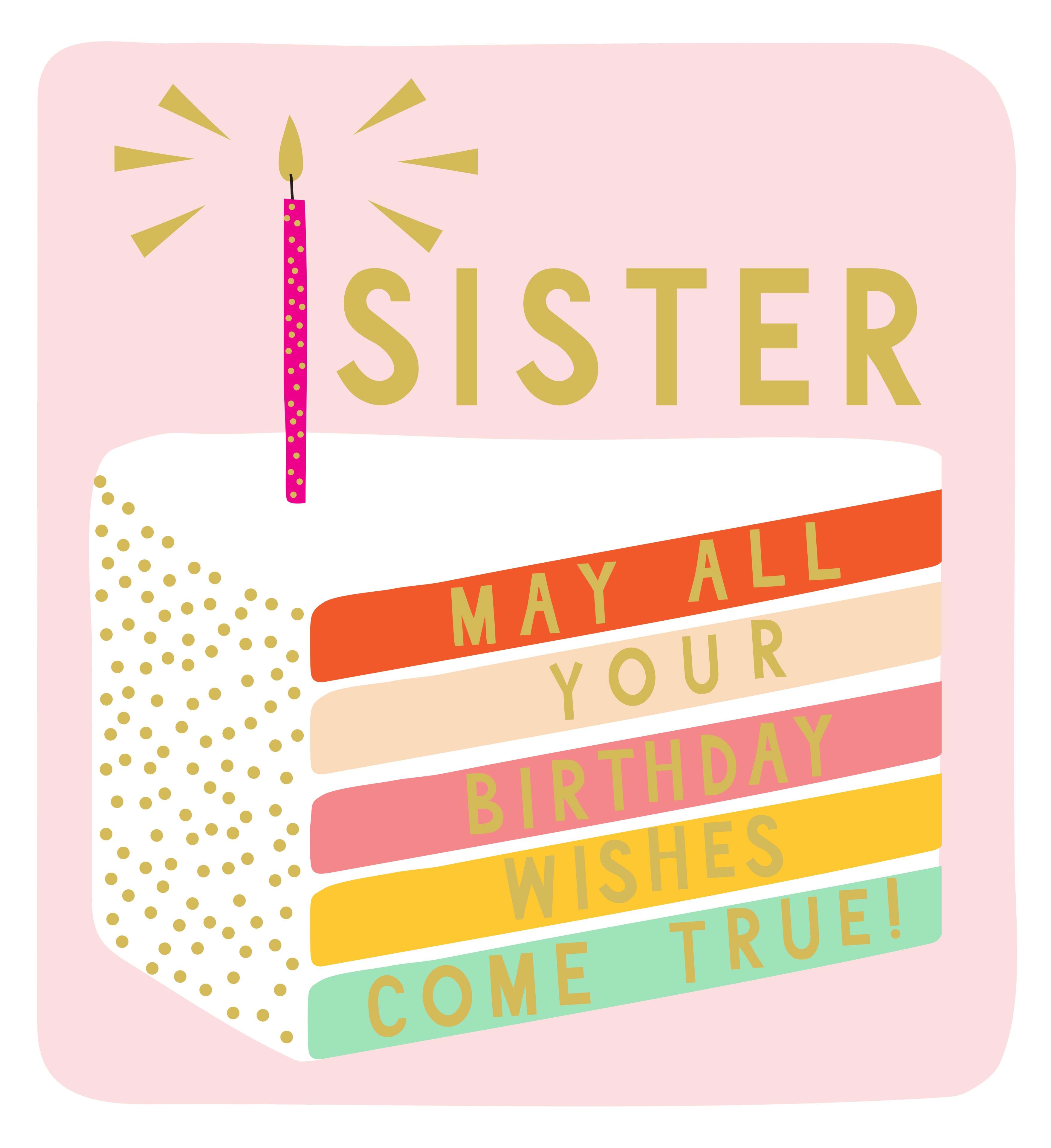 Rainbow Cake Sister Birthday Card