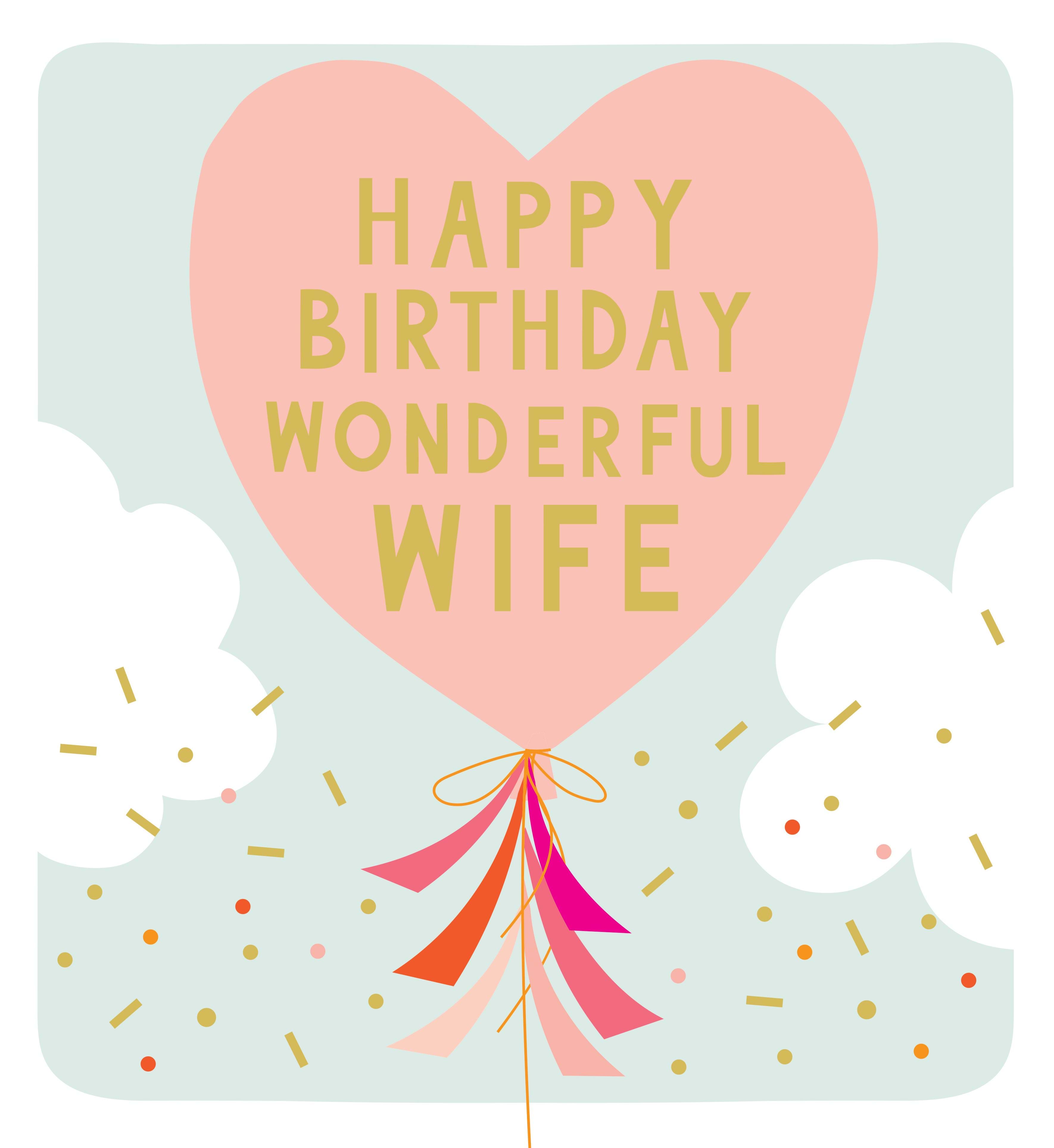 Confetti Clouds Wife Birthday Card