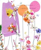 Floral Lovely Friend Birthday Card