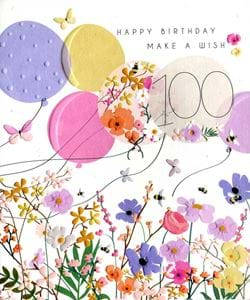 Beautiful Floral 100th Birthday Card