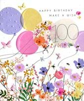 Beautiful Floral 100th Birthday Card