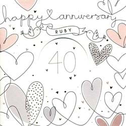 Hearts Ruby Anniversary Card