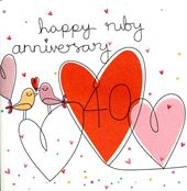 Love Birds Ruby Anniversary Card