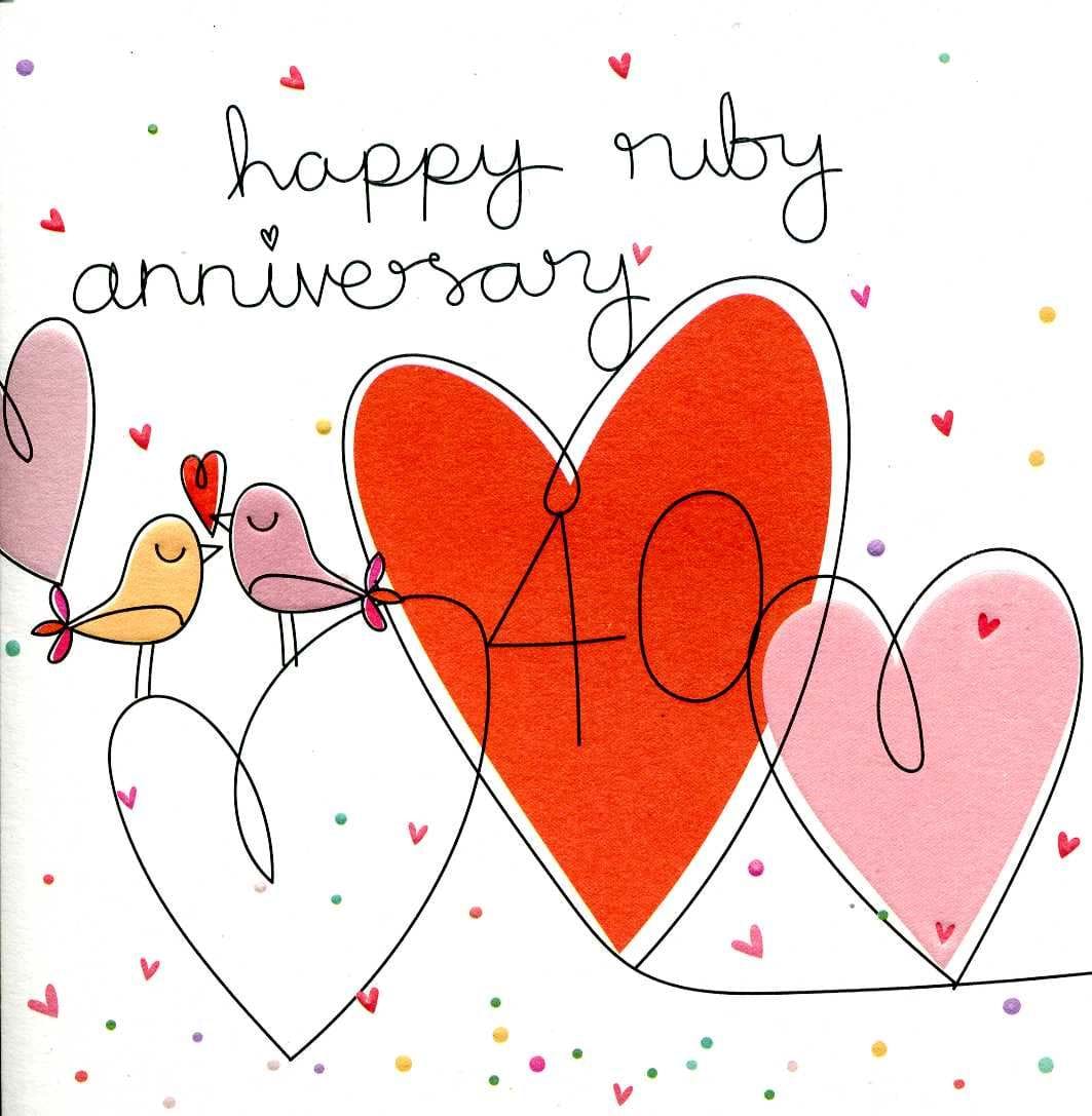 Love Birds Ruby Anniversary Card