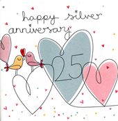 Love Birds Silver Anniversary Card