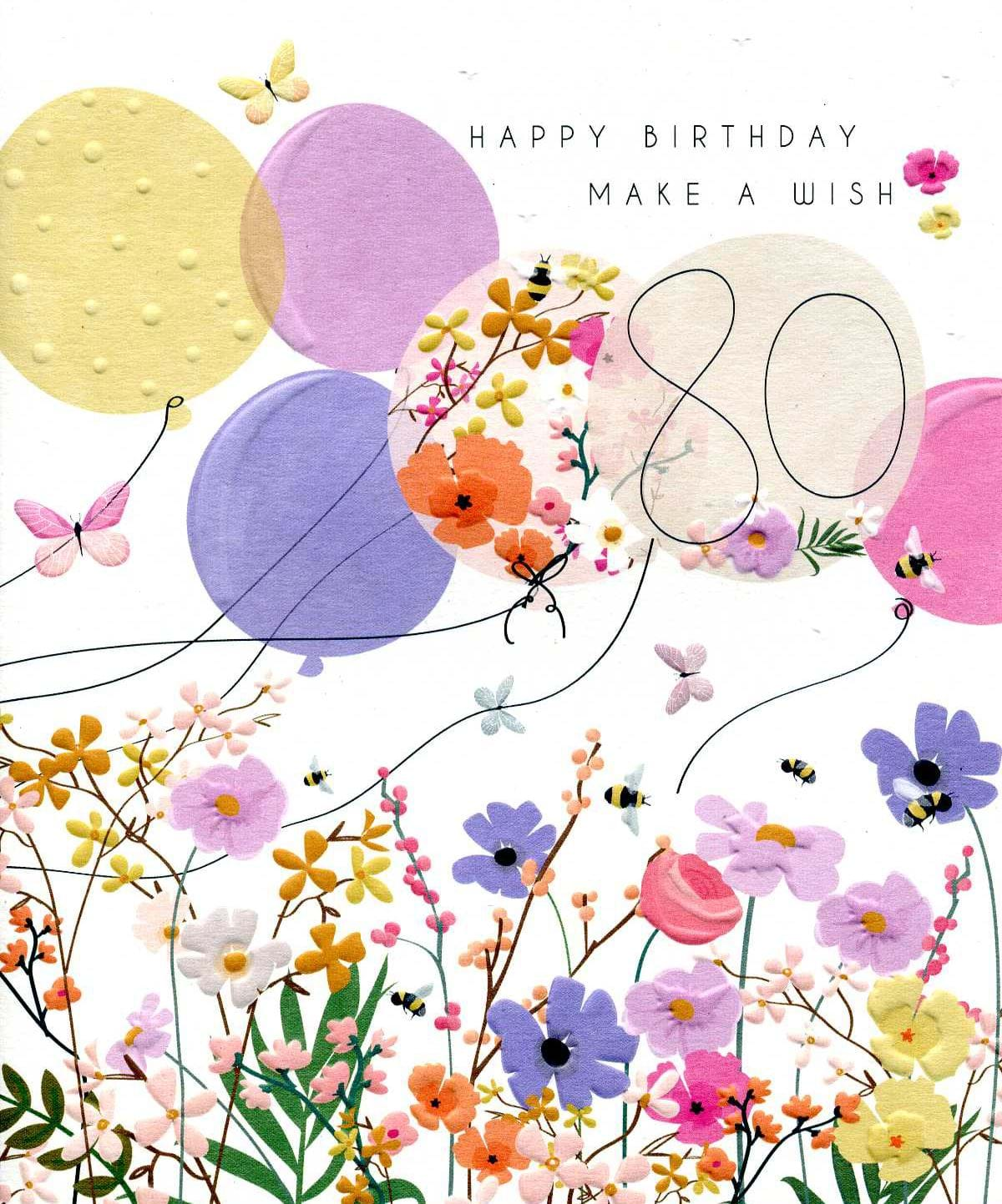 Beautiful Floral 80th Birthday Card