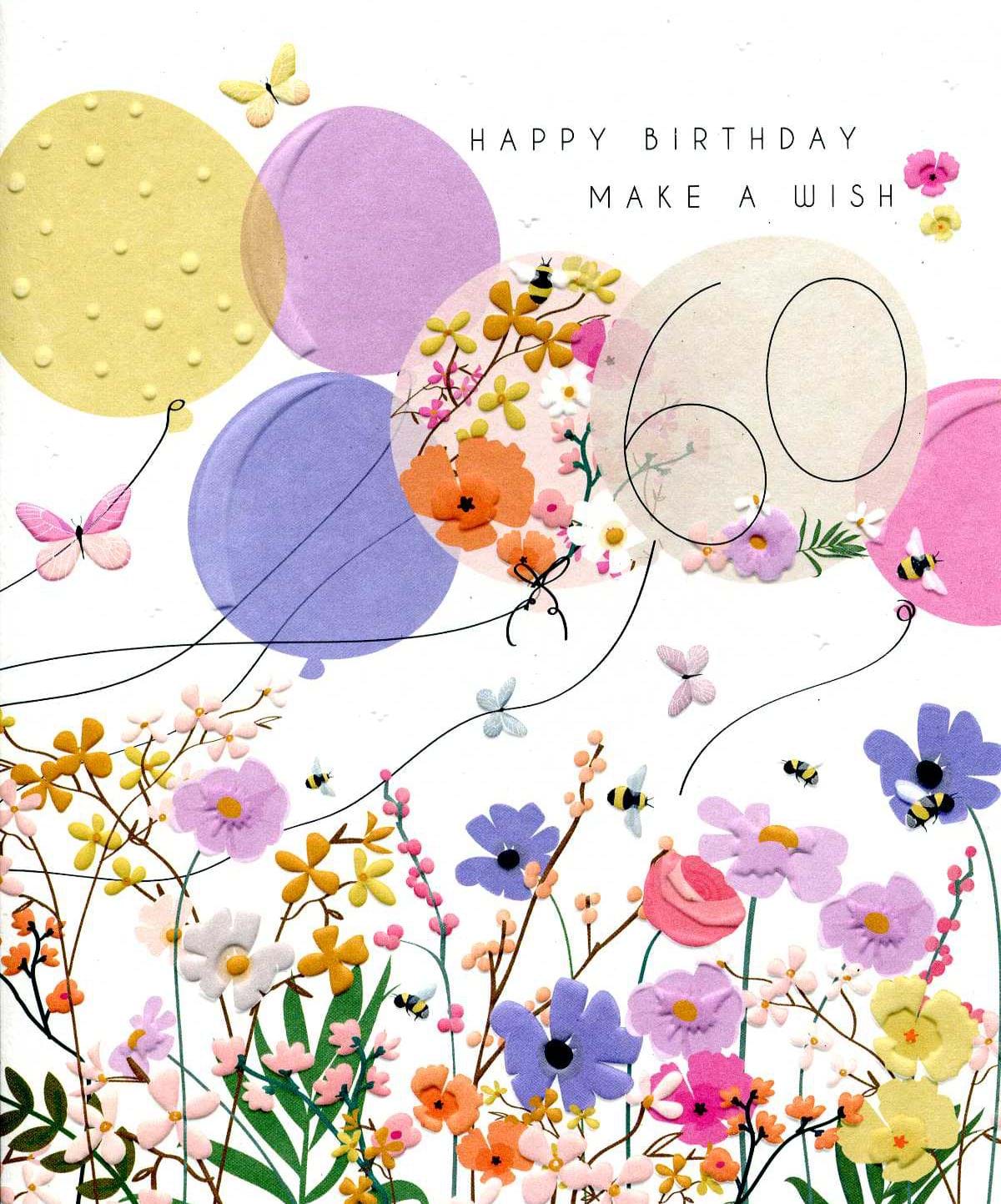 Beautiful Floral 60th Birthday Card