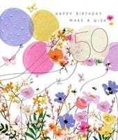 Beautiful Floral 50th Birthday Card