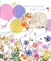 Beautiful Floral 40th Birthday Card