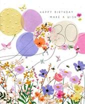 Beautiful Floral 30th Birthday Card