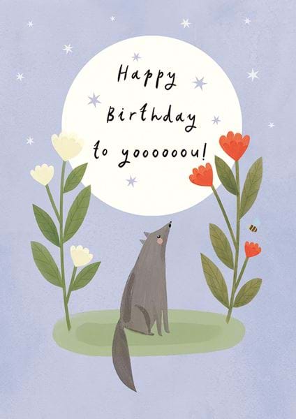 Wolf Moon Birthday Card