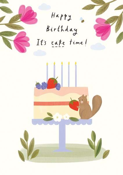 Strawberry Cake Birthday Card