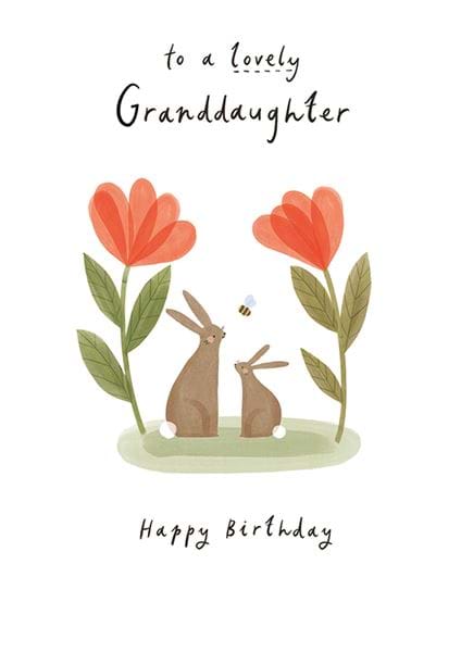 Tulips and Bunnies Granddaughter Birthday Card