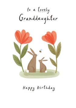 Tulips and Bunnies Granddaughter Birthday Card