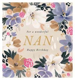 Floral Border Nan Birthday Card