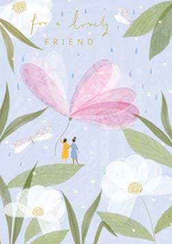 Pink Flower Friend Birthday Card