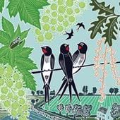 Swallows Sitting on a Line Greeting Card