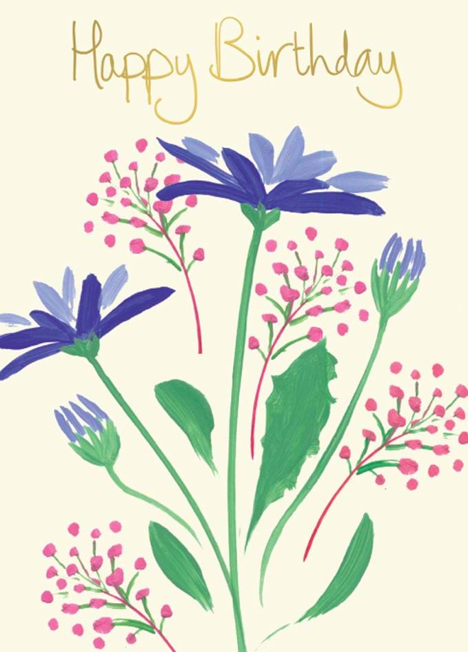 Blue Daisies Birthday Card