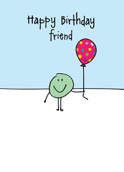 Holding a Balloon Friend Birthday Card