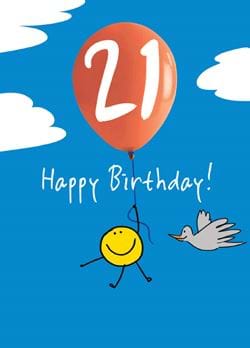 Balloon 21st Birthday Card